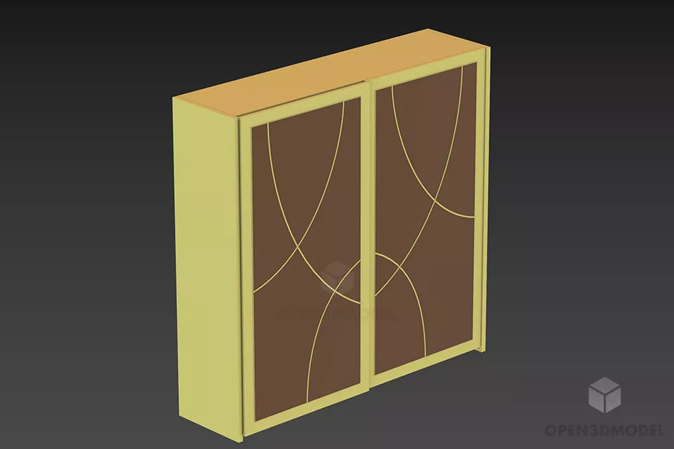 Wardrobe With Wide Slide Door 3d model Wardrobe With Wide Slide Door 3d model