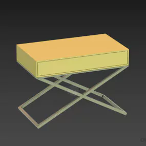 Drawer Nightstand X Shape Leg 3d model