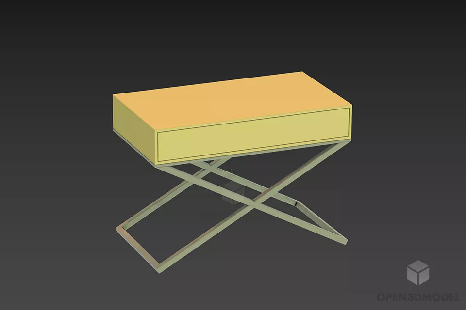 Drawer Nightstand X Shape Leg 3d model Drawer Nightstand X Shape Leg 3d model