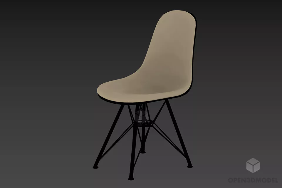 Simple Coffee Chair With Thin Seat 3d model