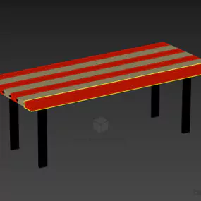 Rectangular Coffee Table Wooden Top 3d model