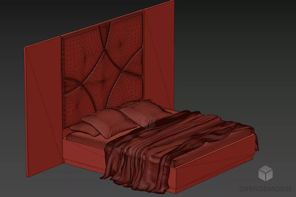 Upholstered Bed With Logo 3d model
