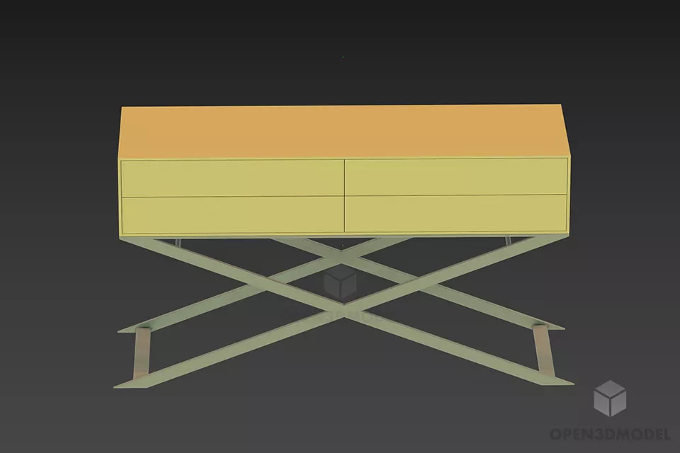 Long Locker With Under Drawers 3d model