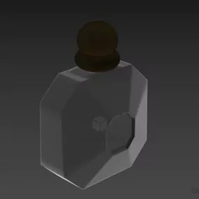 Glass Perfume Bottle With Gold Cap 3d model