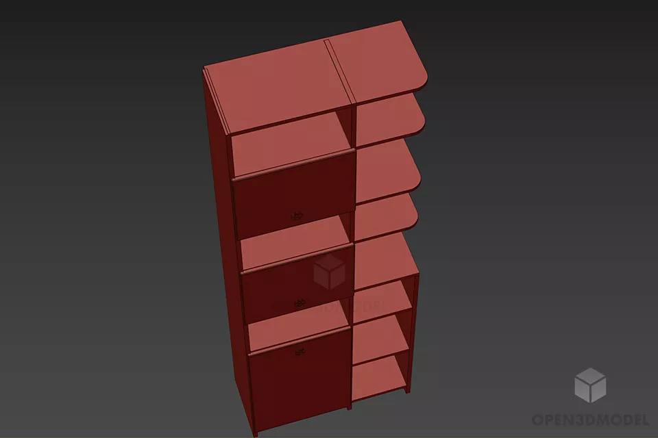 Long Locker With Under Drawers 3d model