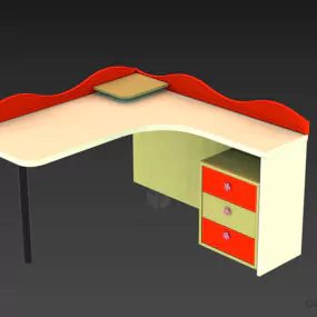 Corner Work Table With Low Divider 3d model