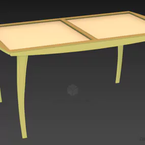 Glass Table With Metal Frame 3d model