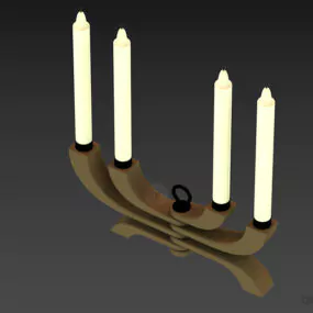 Candlestick With Four Candles 3d model