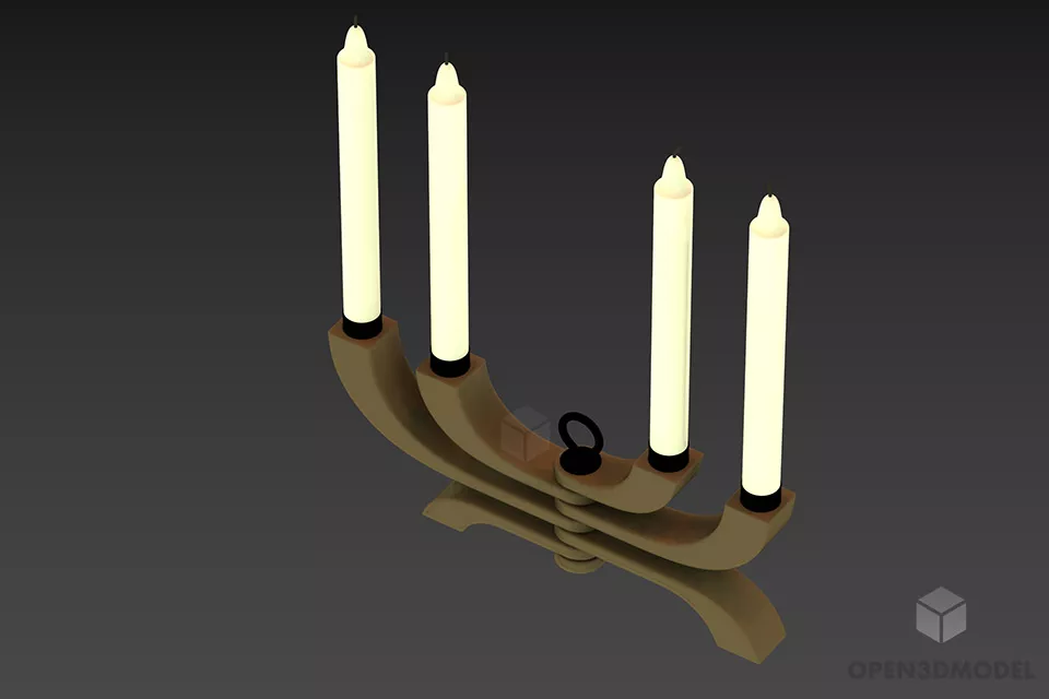 Candlestick With Four Candles 3d model Candlestick With Four Candles 3d model