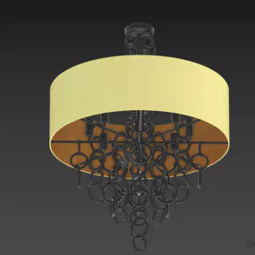 Round Ceiling Lamp With Brass Chain 3d model