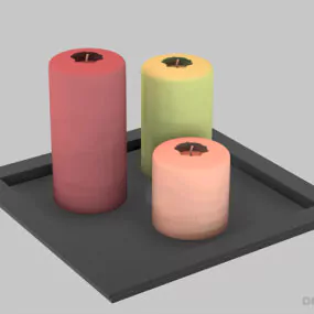 Candles On Tray 3d model