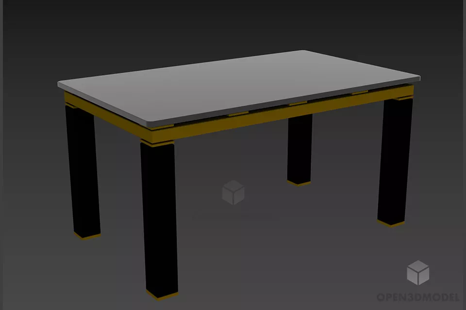 Glass Rectangle Table With Stand 3d model