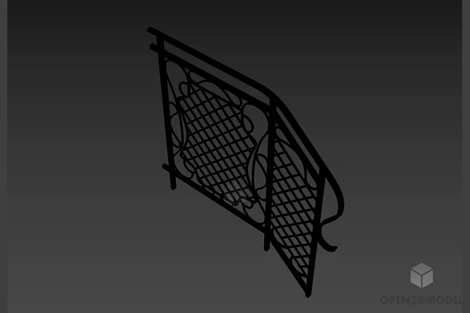 Steel Gate With Brick Column 3d model