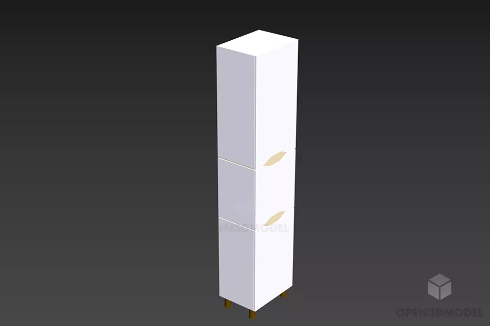 Tall Locker With Stylish Handle 3d model Tall Locker With Stylish Handle 3d model