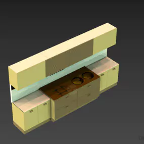 Kitchen Cabinet With Dual Stove 3d model