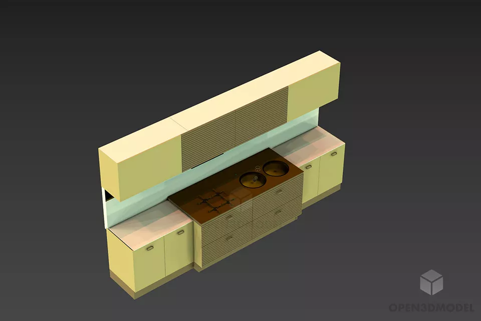 Glasscase Wooden Frame Cabinet 3d model