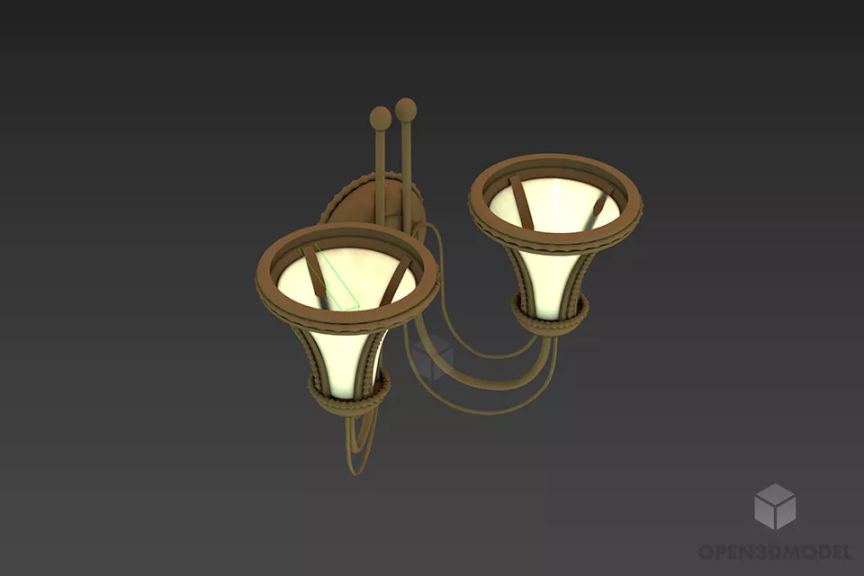 Brass Mounted Sconce Lamp Rectangle Shade 3d model