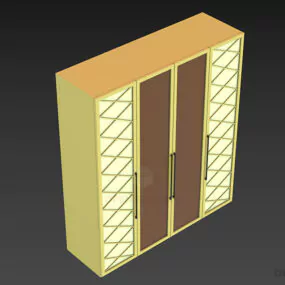 Wardrobe With Side Door Lattice Pattern 3d model