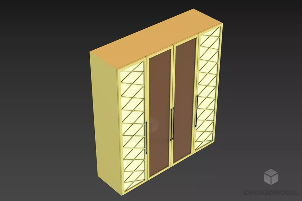 Wardrobe With Side Door Lattice Pattern 3d model Wardrobe With Side Door Lattice Pattern 3d model