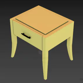 Bedroom Nightstand Curved Leg 3d model