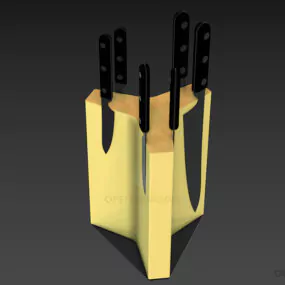 Knives Set On A Stand Holder 3d model