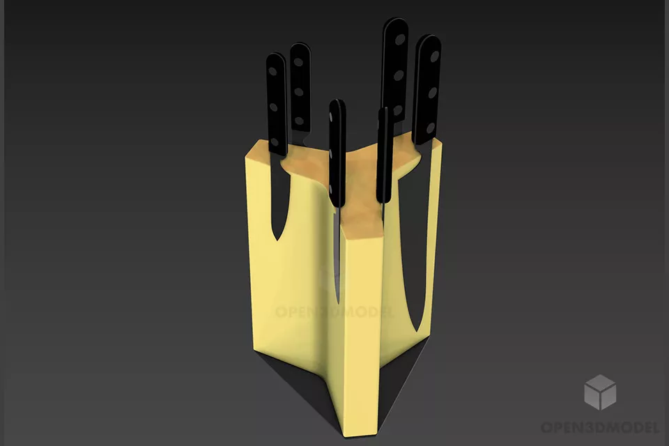 Knives Set On A Stand Holder 3d model Knives Set On A Stand Holder 3d model