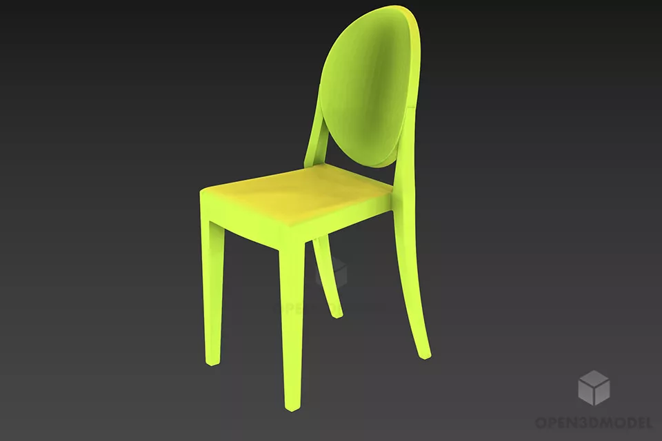 Salon Fixed Chair, Low Back Chair 3d model