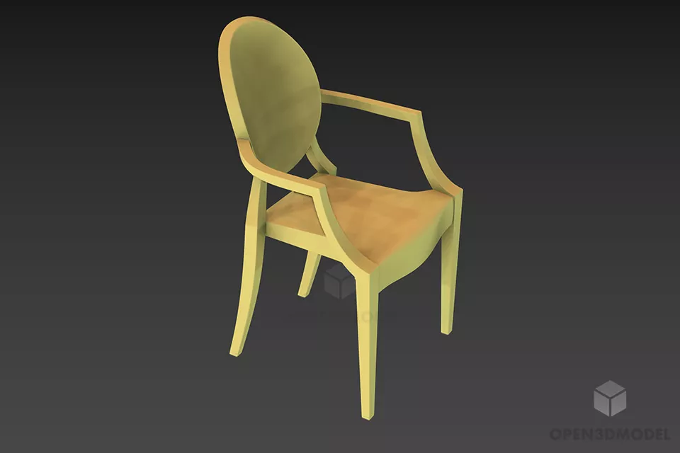 Armchair With Fixed Steel Leg 3d model