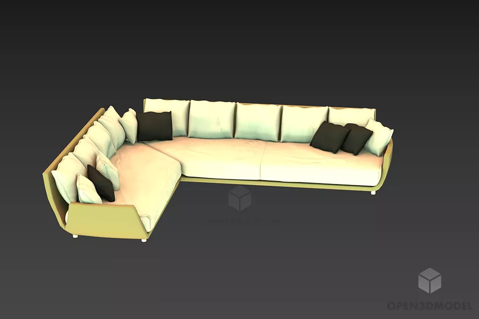 L Shape Sofa Fabric Upholstery 3d model