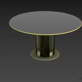 Round Glass Table With Metal Leg 3d model