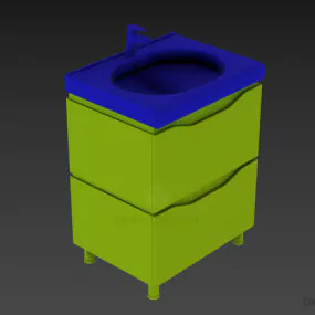 Wash Basin With Porcelain Sink 3d model