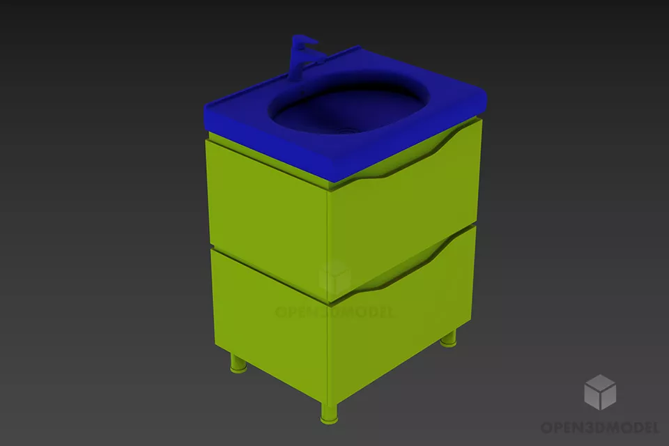 Square Sink Ikea With Tap And Basket 3d model