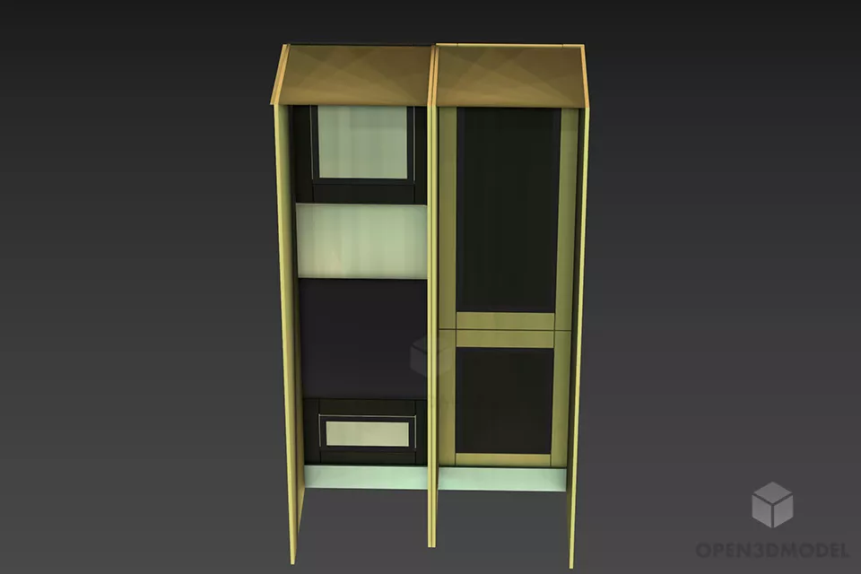 Cabinet Rack Shelf Walnut Material 3d model