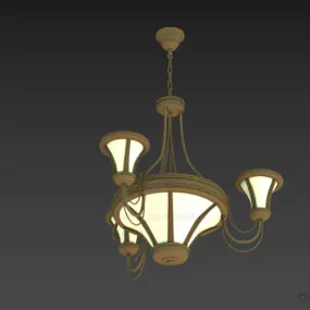 Western Brass Chandelier Ceiling Lamp 3d model
