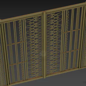 Wooden Carved Fence 3d model