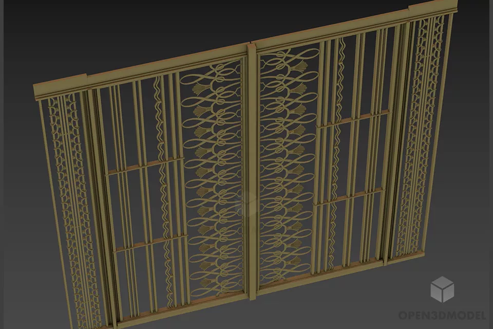 Wooden Carved Fence Free 3d Model - .3ds, .Gsm - Open3dModel