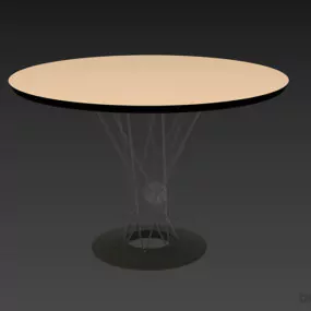 Large Round Table With Metal Leg 3d model