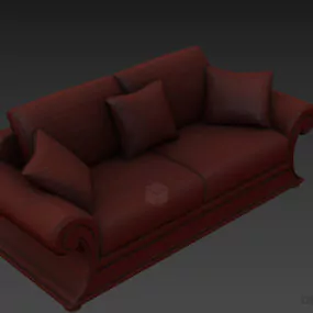 Leather Sofa Two Seats With Pillows 3d model