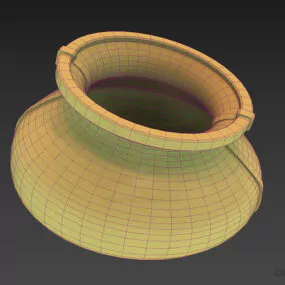 Low Ceramic Vase Curved Shape 3d model