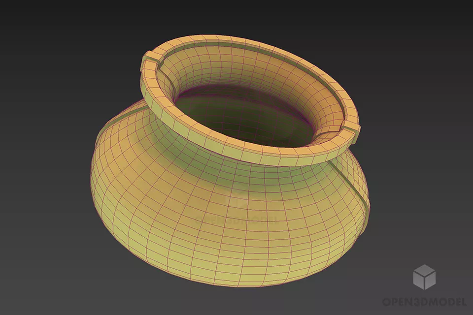 Low Ceramic Vase Curved Shape 3d model Low Ceramic Vase Curved Shape 3d model