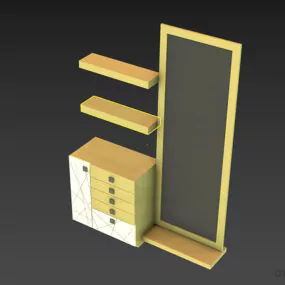 Dressing Table With Vertical Mirror 3d model