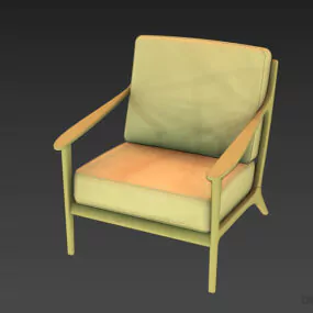 Dark Wood Armchair Modernism Style 3d model