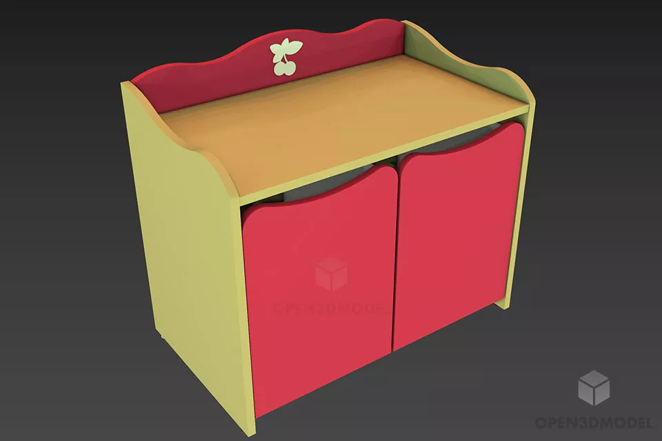 Mdf Locker With Red Wooden Door 3d model Mdf Locker With Red Wooden Door 3d model