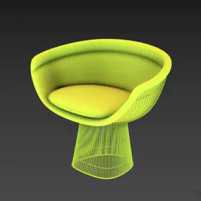 Outdoor Curved Armchair, Lantern Leg 3d model