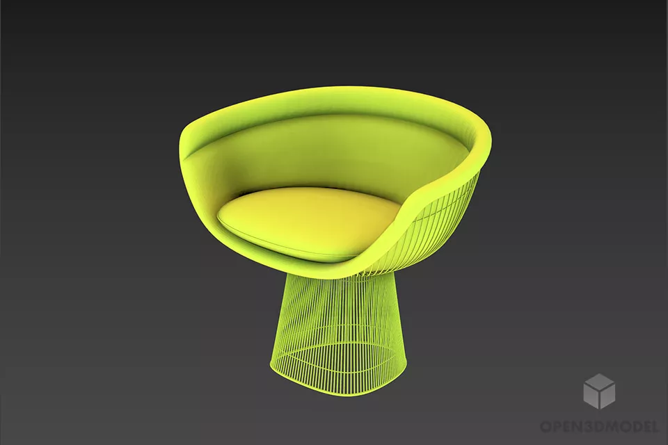 Tufted Armchair Patricia Bohemian Fixed Leg 3d model