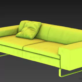 Two Seats Sofa Simple Style With Pillow 3d model