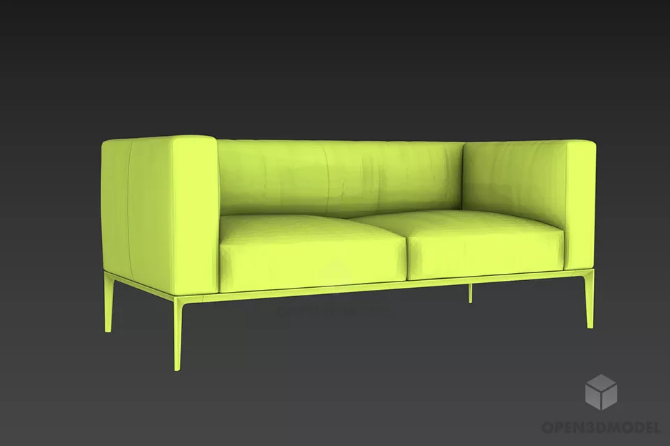 Retro Camel Sofa Tufted Back 3d model