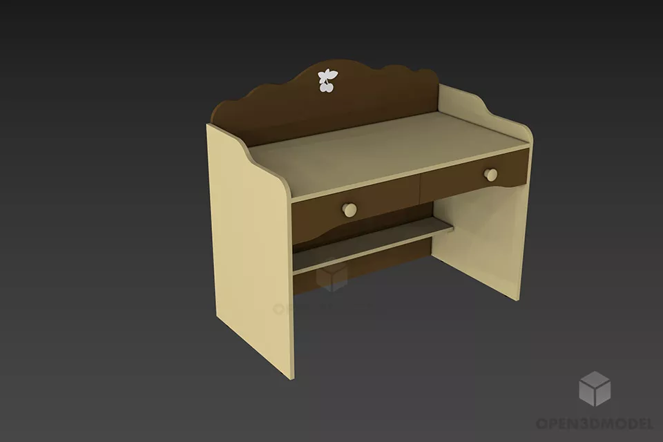 Glass Table With Carved Decorative 3d model