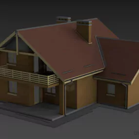 European House, Two Storey House 3d model