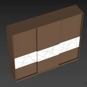 Bedroom Wardrobe Three Slide Doors 3d model